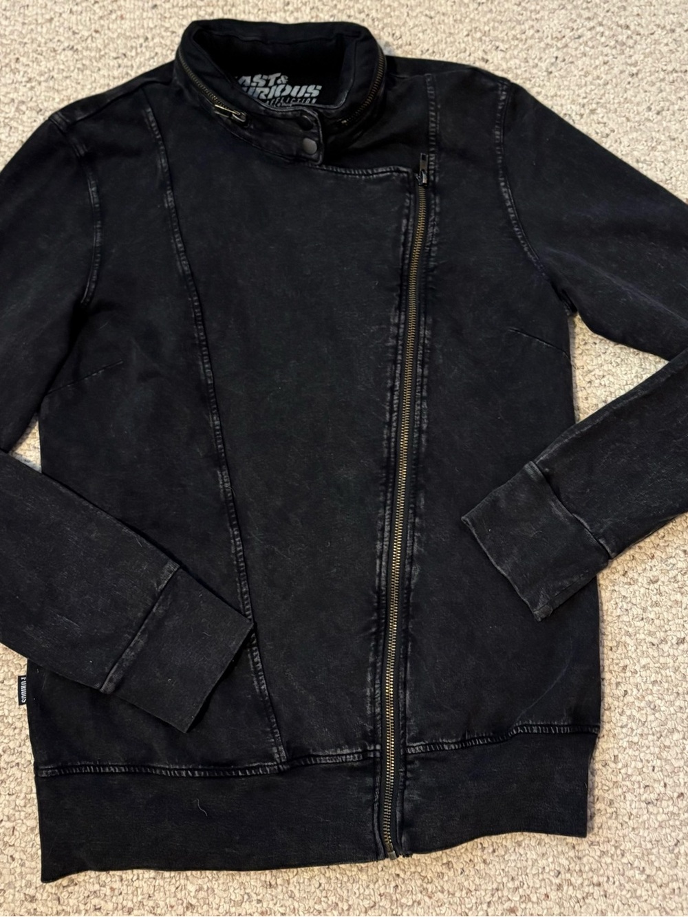 Fast & Furious by Affliction Black Acid-Washed Cotton Moto-Inspired Zip Hoodie - Picture 12 of 14